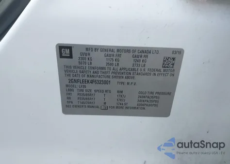 2015 Chevrolet Equinox Ls from USA, damaged, VIN 2GNFLEEK4F6323001